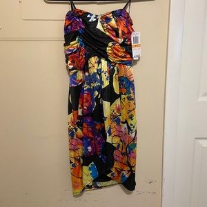 As U Wish Strapless Colorful Butterfly Dress NWT